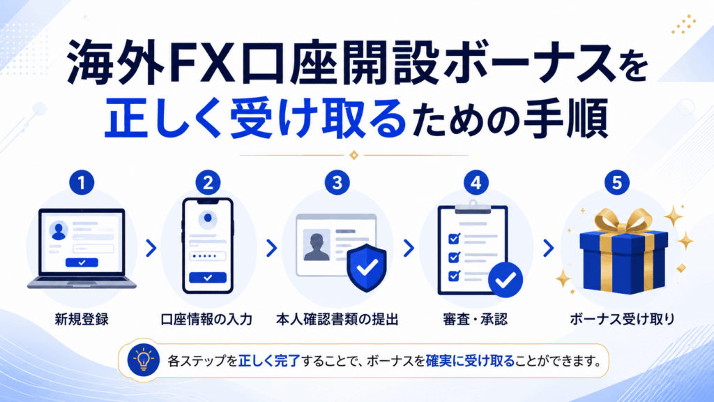 海外FX口座開設ボーナスを正しく受け取るための手順