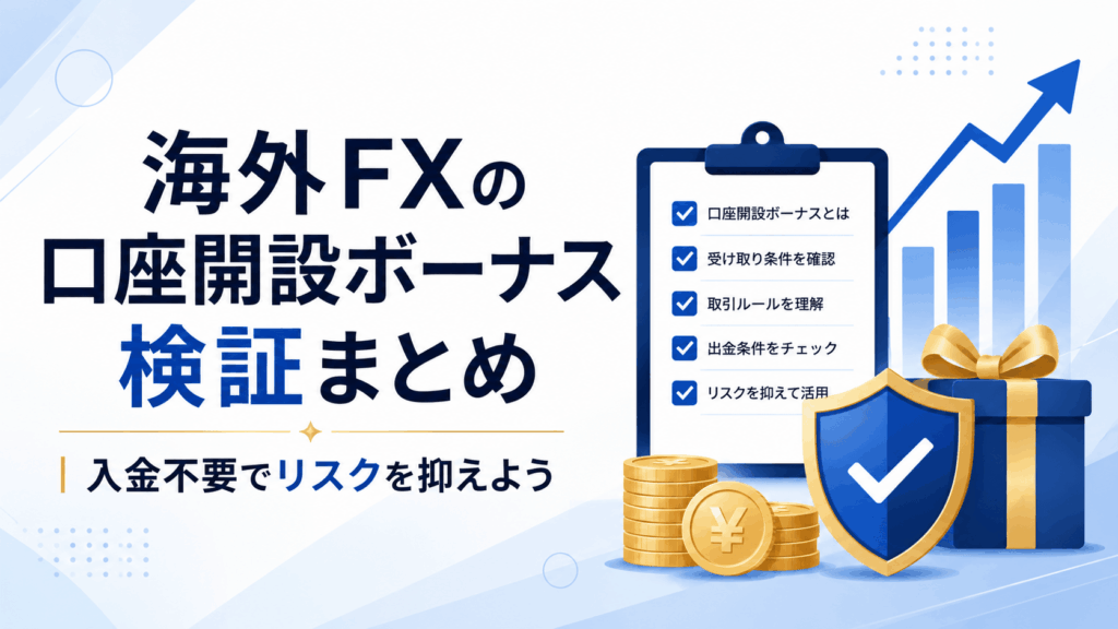 海外FXの口座開設ボーナス検証まとめ|入金不要でリスクを抑えよう